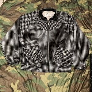 Bullhead windbreaker zip jacket gingham embroidery vtg 90s. S/22.5
